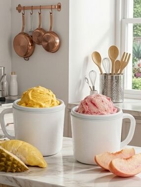 Ice Cream Maker White Dual-Cup